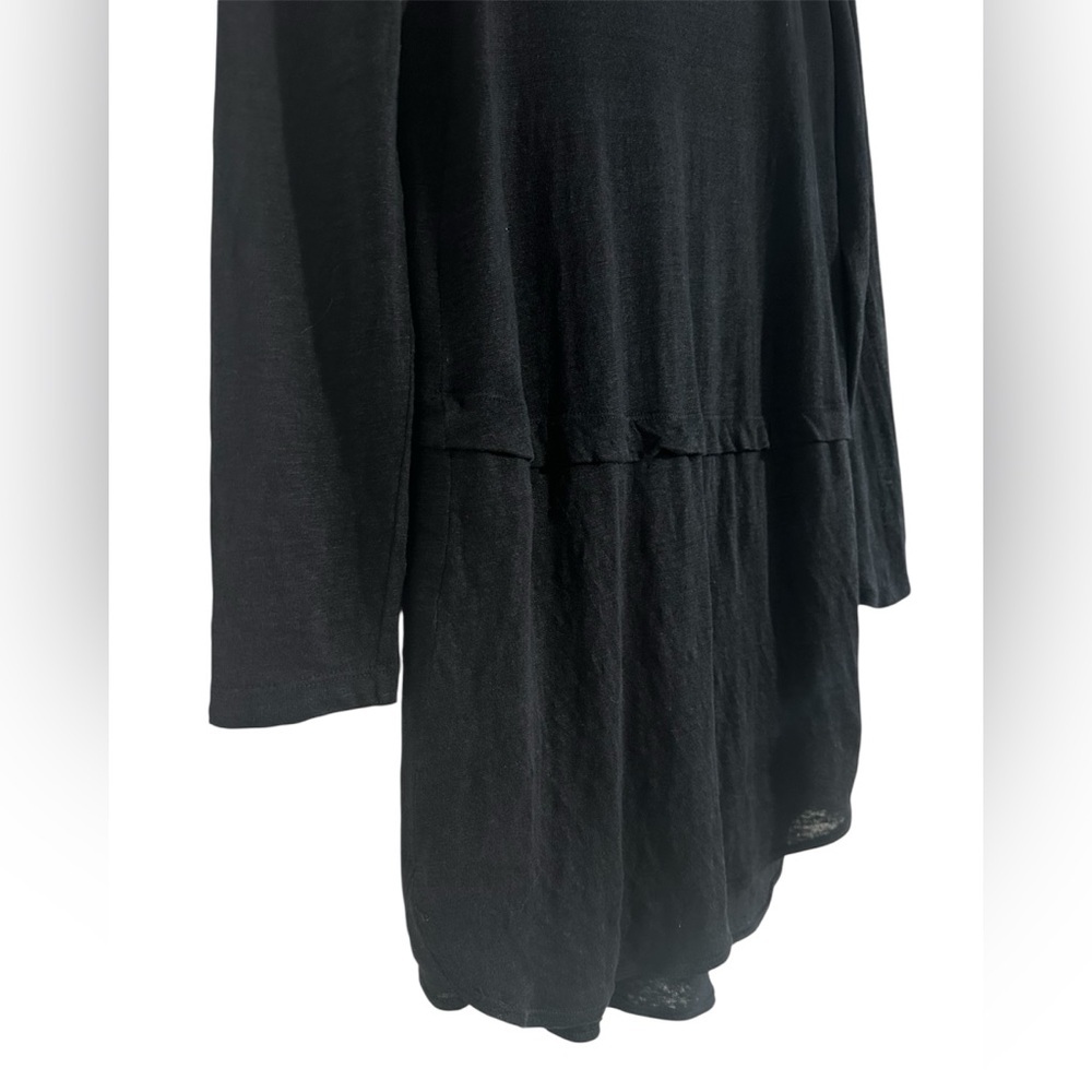A.L.C. Black Linen Sheer Long Sleeve Dress XS Lined High Low Hem - Picture 4 of 7